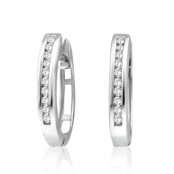 9ct Elegant White Gold Diamond Hoop Earrings – Shiels Jewellers