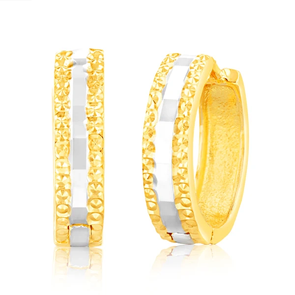 9ct Yellow And White Gold Patterned Fancy Hoops – Shiels Jewellers