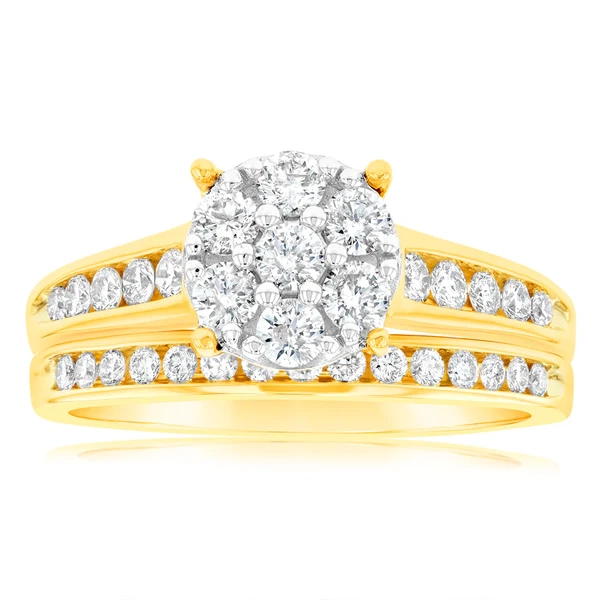 9ct Yellow Gold 1 Carat Diamond 2 Ring Bridal Set – Shiels Jewellers