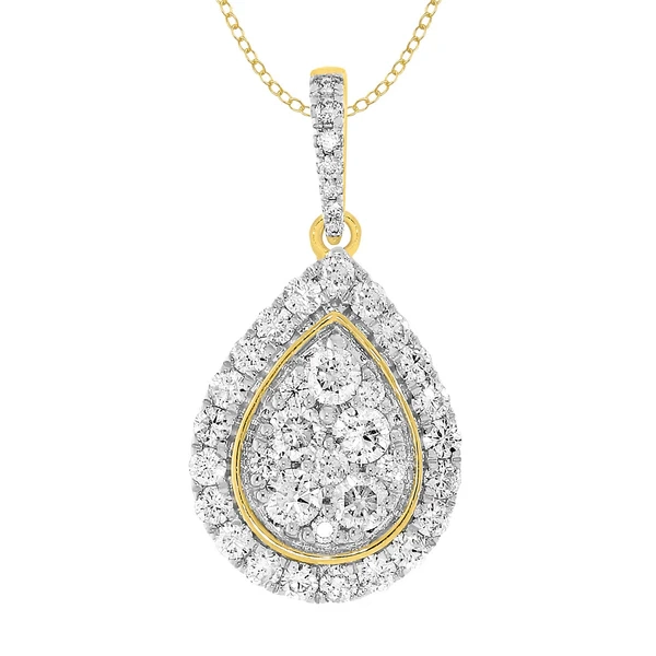 9ct Yellow Gold 1 Carat Diamond Pear Shape Pendant on 45cm Chain – Shiels Jewellers