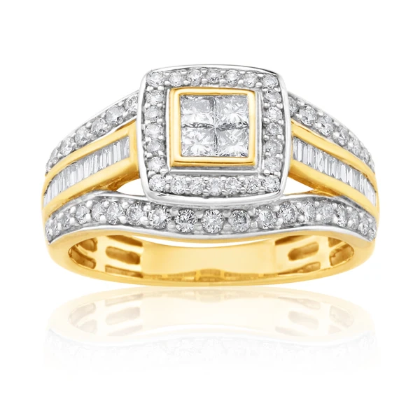 9ct Yellow Gold 1 Carat Diamond Ring Set With 86 Diamonds – Shiels Jewellers