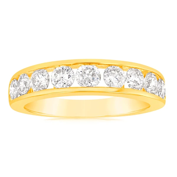 9ct Yellow Gold 1 Carat Diamond Ring with 9 Diamonds in Channel settin – Shiels Jewellers