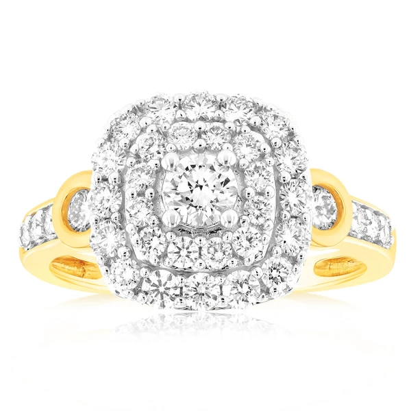 9ct Yellow Gold 1 Carat Luminesce Lab Grown Diamond Cluster Dress Ring – Shiels Jewellers