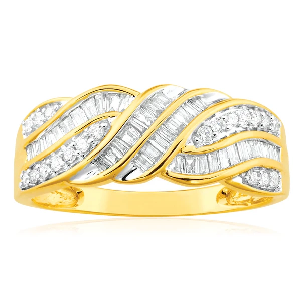 9ct Yellow Gold 1/2 Carat Diamond Ring Set With 20 Brilliant Diamonds – Shiels Jewellers