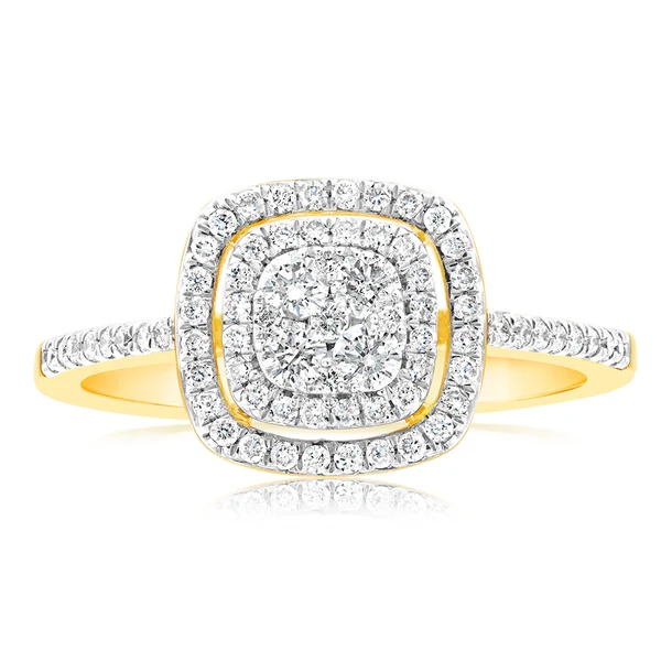 9ct Yellow Gold 1/2 Carat Diamond Ring Set With 73 Brilliant Cut Diamo – Shiels Jewellers