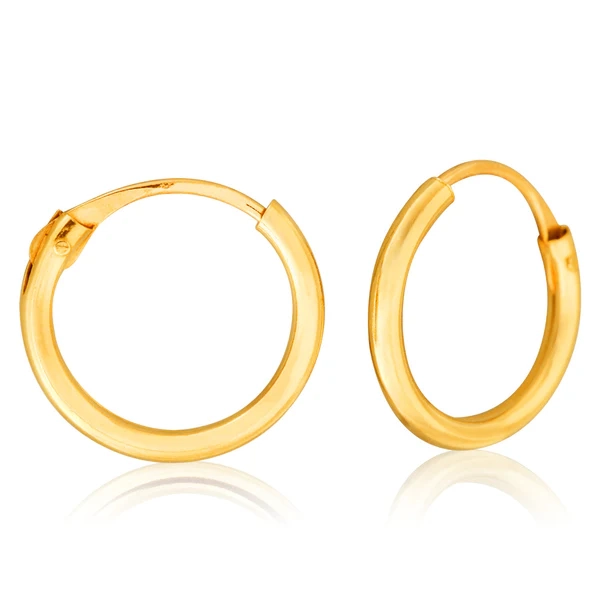 9ct Yellow Gold 1.2x9mm Hinged Hoop Earrings – Shiels Jewellers