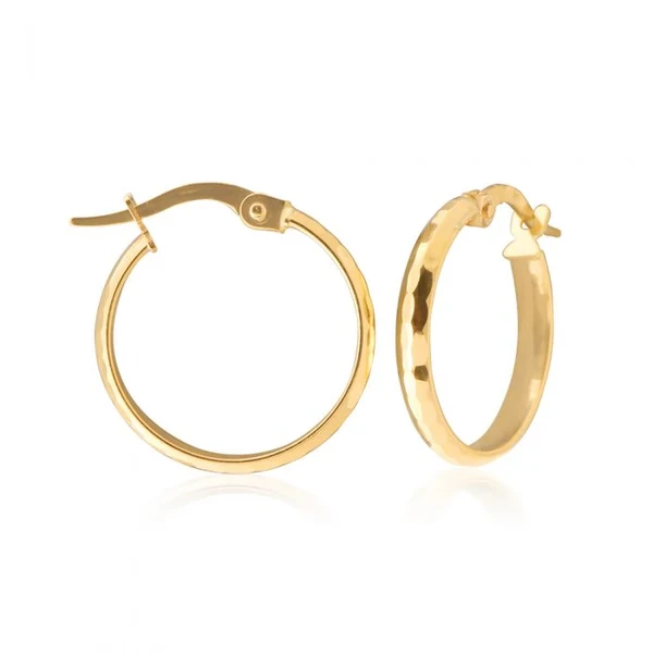 9ct Yellow Gold 15mm Diamond Cut Hoop Earrings – Shiels Jewellers