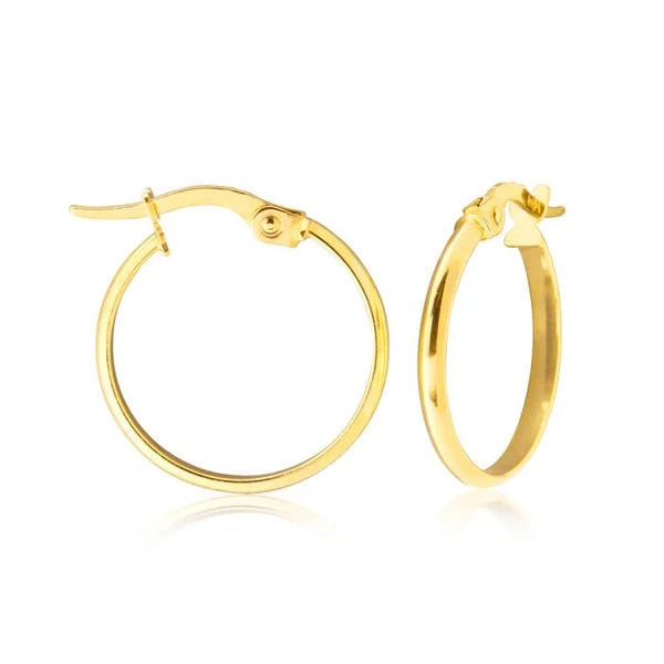 9ct Yellow Gold 15mm Plain Hoop Earrings – Shiels Jewellers