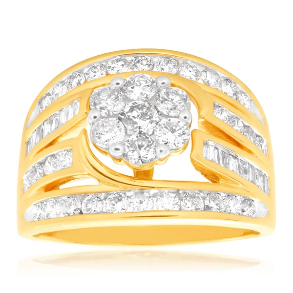 9ct Yellow Gold 2 Carat Diamond Ring with Beautiful Brilliant and Tape – Shiels Jewellers