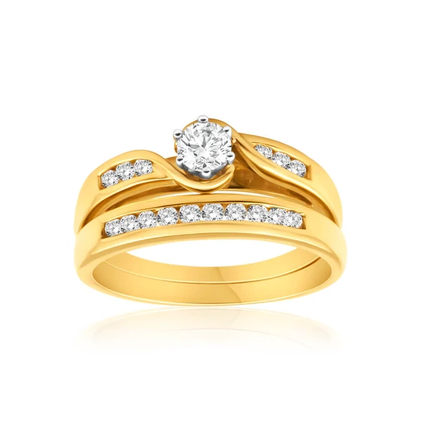 9ct Yellow Gold 2 Ring Bridal Set With 16 Diamonds Totalling 0.5 Carat – Shiels Jewellers