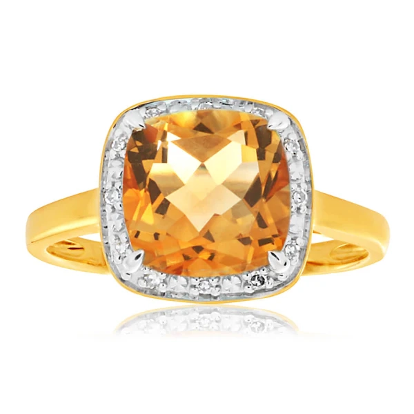 9ct Yellow Gold 2.00 Carat Citrine and Diamond Ring – Shiels Jewellers