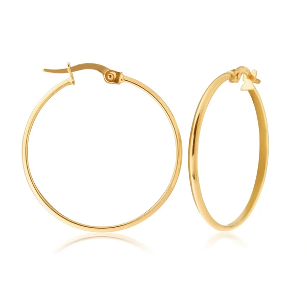 9ct Yellow Gold 25mm Plain Hoop Earrings – Shiels Jewellers