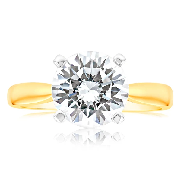 9ct Yellow Gold 3.00ct Diamond Equivalent 9.5mm Zirconia Solitaire Rin – Shiels Jewellers