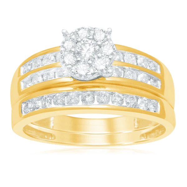 9ct Yellow Gold 3/4 Carat Diamond Bridal Ring Set – Shiels Jewellers