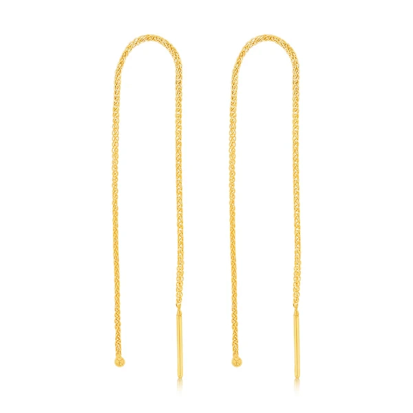 9ct Yellow Gold Chain Threader Drop Earrings – Shiels Jewellers