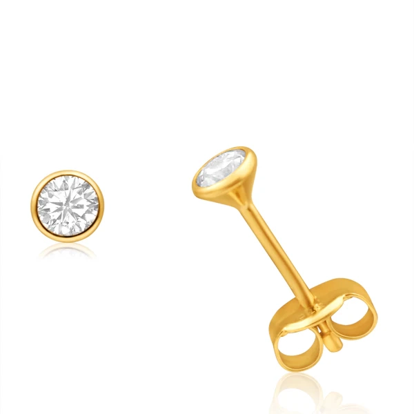 9ct Yellow Gold Cubic Zirconia 3mm Bezel Set Stud Earrings – Shiels Jewellers