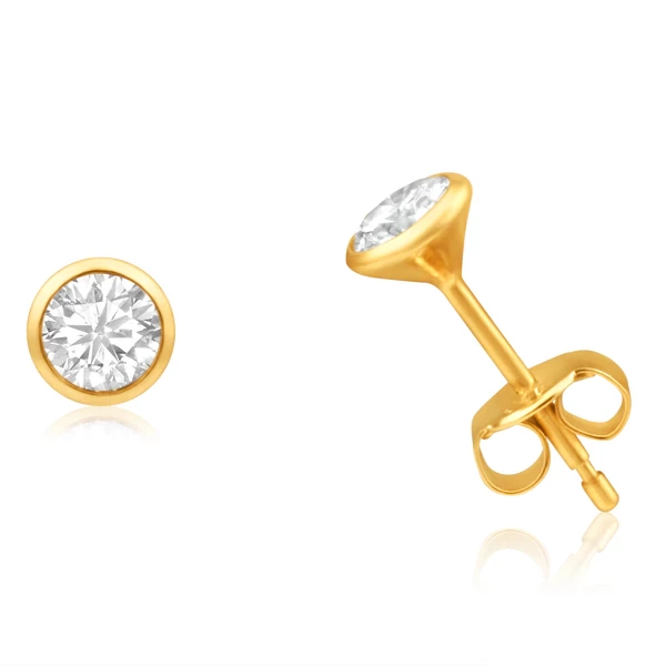 9ct Yellow Gold Cubic Zirconia 4mm Bezel Set Stud Earrings – Shiels Jewellers