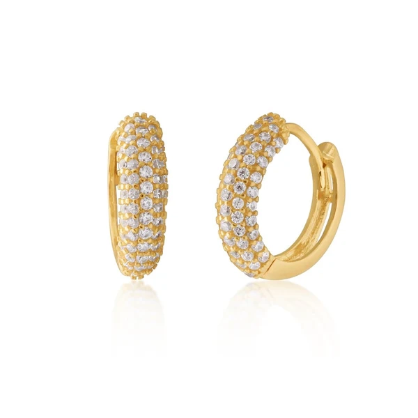 9ct Yellow Gold Cubic Zirconia Huggies Hoop Earrings – Shiels Jewellers