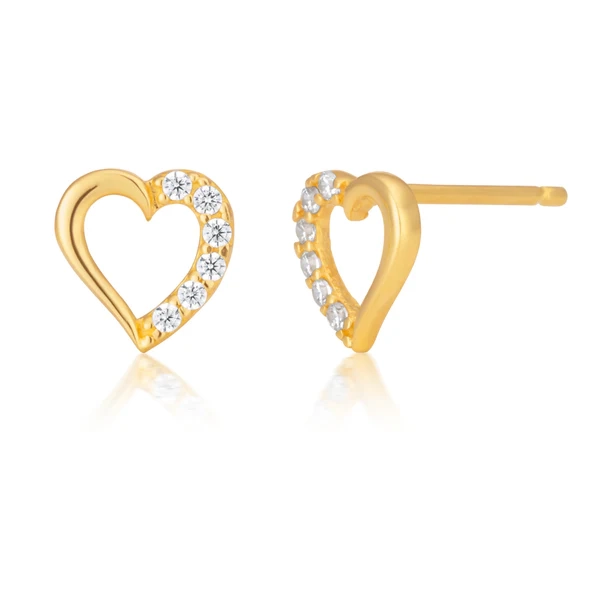 9ct Yellow Gold Cubic Zirconia Open Heart Earrings – Shiels Jewellers