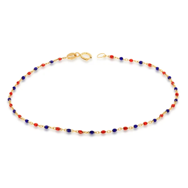 9ct Yellow Gold Fancy Blue And Red Beads 19cm Bracelet – Shiels Jewellers