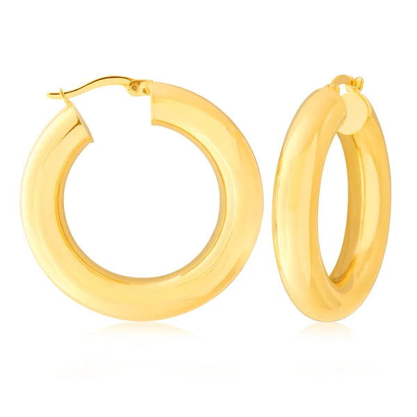 9ct Yellow Gold-Filled Plain Tube Hoop Earrings – Shiels Jewellers