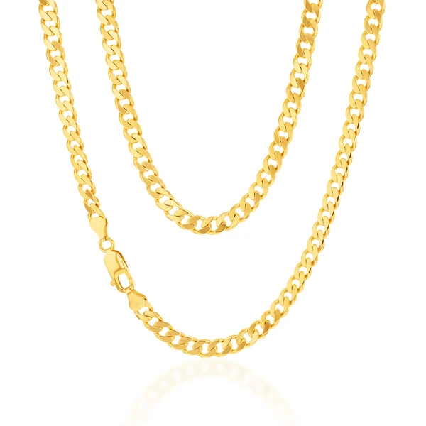 9ct Yellow Gold Flat Bevelled Curb 55cm Chain 180gauge – Shiels Jewellers