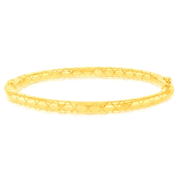 9ct Yellow Gold Patterned Hinged Round Bangle – Shiels Jewellers