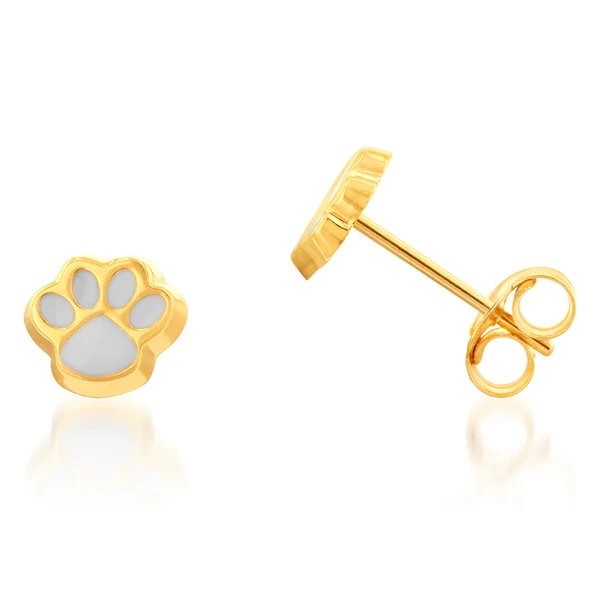 9ct Yellow Gold Paw Mark Stud Earrings – Shiels Jewellers