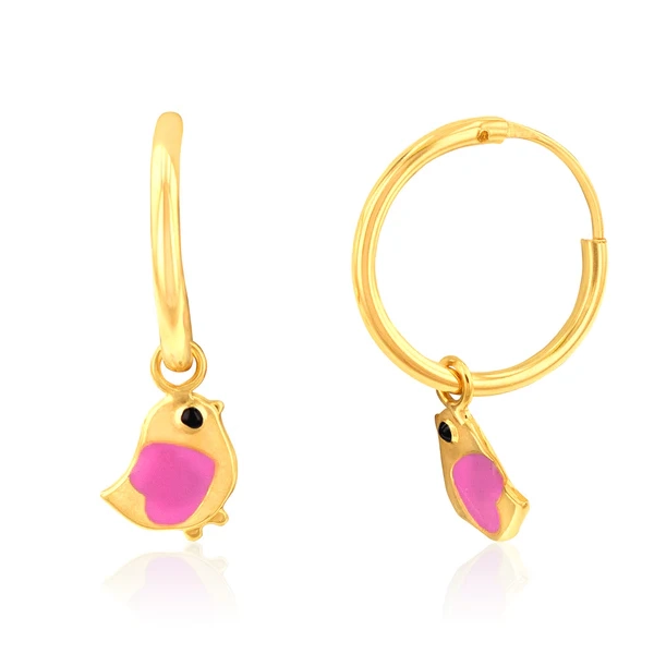 9ct Yellow Gold Pink Bird Sleeper Earrings – Shiels Jewellers