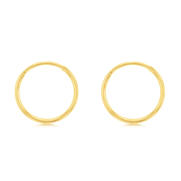 9ct Yellow Gold Plain 10mm Sleeper Earrings – Shiels Jewellers