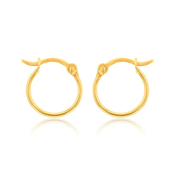 9ct Yellow Gold Polish 10mm Hoop Earring – Shiels Jewellers