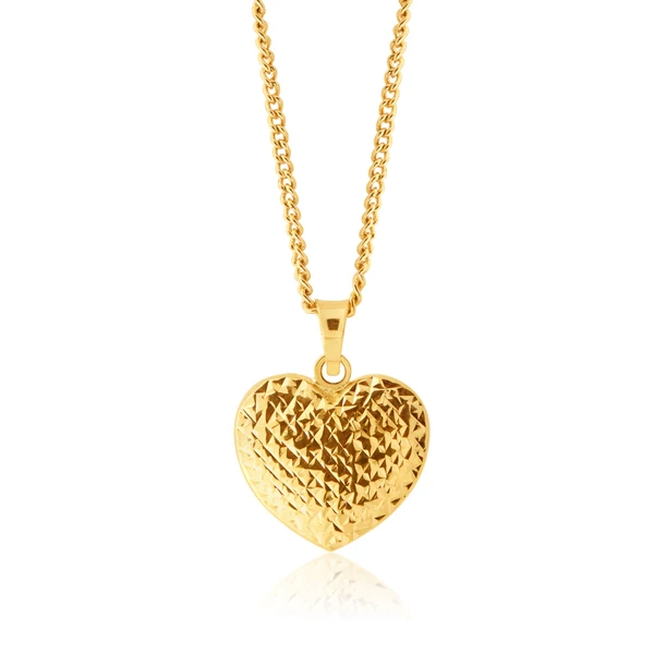 9ct Yellow Gold Scroll Heart Pendant – Shiels Jewellers