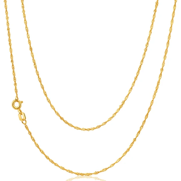 9ct Yellow Gold Silver Filled 20 Gauge Singapore 45cm Chain – Shiels Jewellers