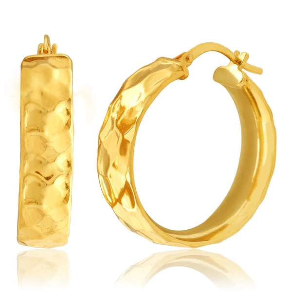 9ct Yellow Gold Silver Filled 20mm Hoop Earrings – Shiels Jewellers