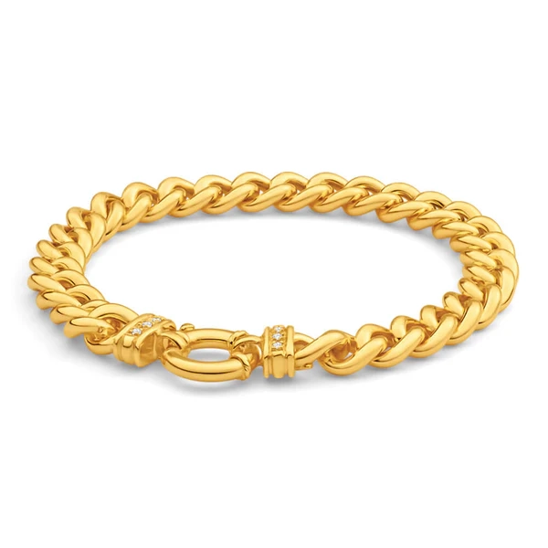 9ct Yellow Gold Silver Filled Cubic Zirconia 20cm Twist Curb Bracelet – Shiels Jewellers