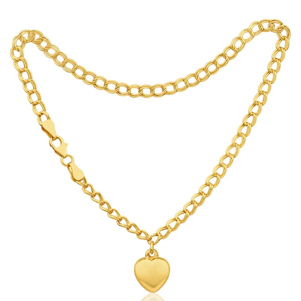 9ct Yellow Gold Silver Filled Heart 27cm Curb Anklet – Shiels Jewellers