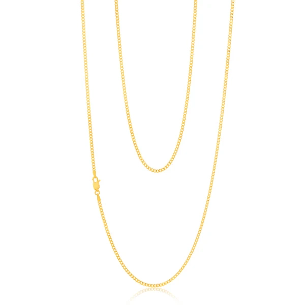 9ct Yellow Gold Silverfilled 60 Gauge Curb 80cm Chain – Shiels Jewellers