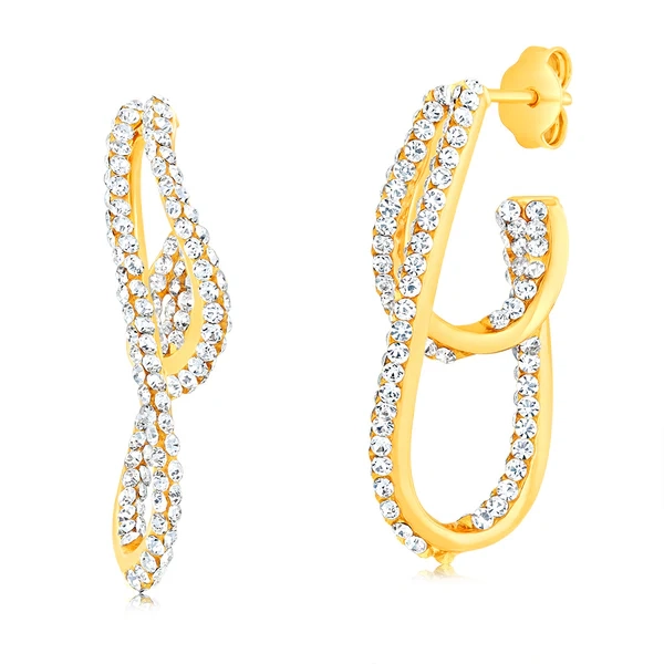 9ct Yellow Gold Silverfilled Crystal Abstract 3/4th Hoop Earrings – Shiels Jewellers