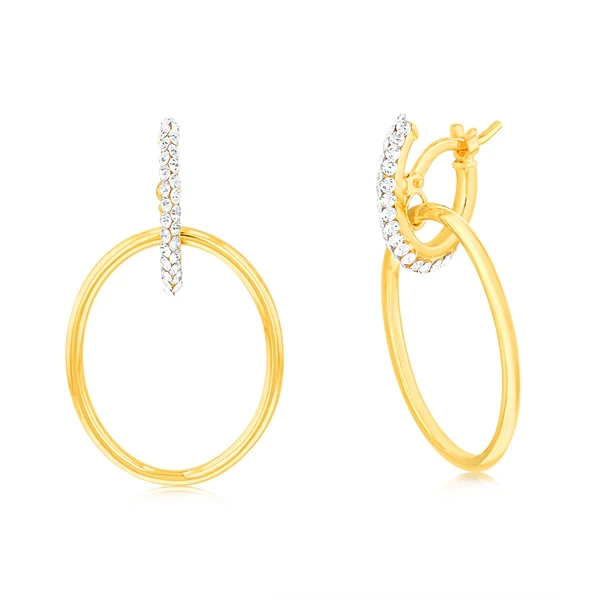 9ct Yellow Gold Silverfilled Crystal Circle Drop Earrings – Shiels Jewellers