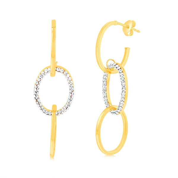 9ct Yellow Gold Silverfilled Crystal Triple Circle Drop Earrings – Shiels Jewellers