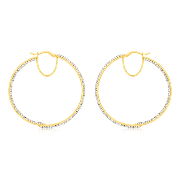 9ct Yellow Gold Silverfilled Crystals On Hoop Earrings – Shiels Jewellers