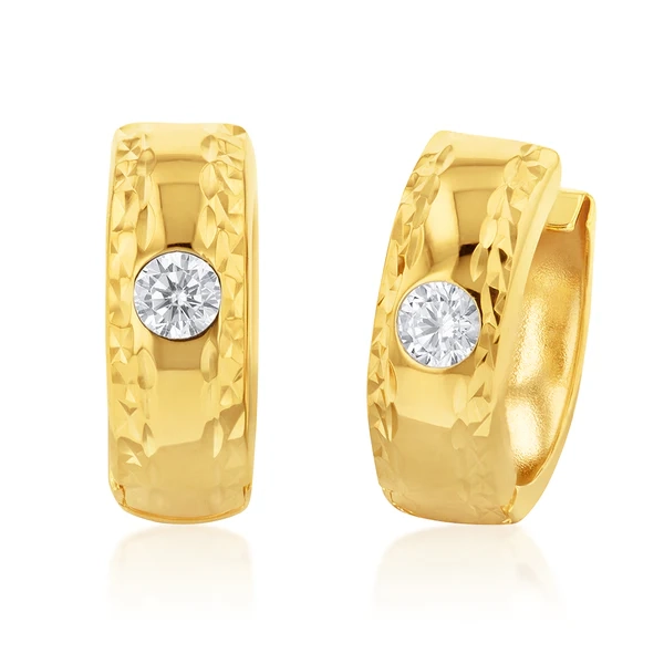 9ct Yellow Gold Silverfilled Cubic Zirconia 10mm Hoop Earrings – Shiels Jewellers