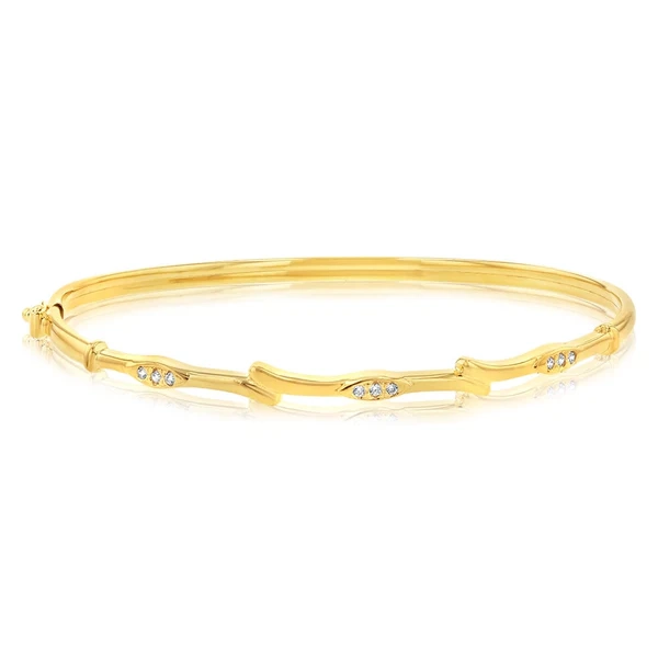 9ct Yellow Gold Silverfilled Cubic Zirconia Fancy Bangle – Shiels Jewellers