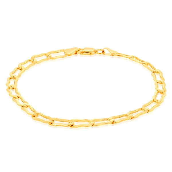 9ct Yellow Gold Silverfilled Fancy 19cm Bracelet – Shiels Jewellers