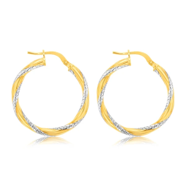 9ct Yellow Gold Silverfilled Fancy Diamond Cut Twisted Earrings – Shiels Jewellers