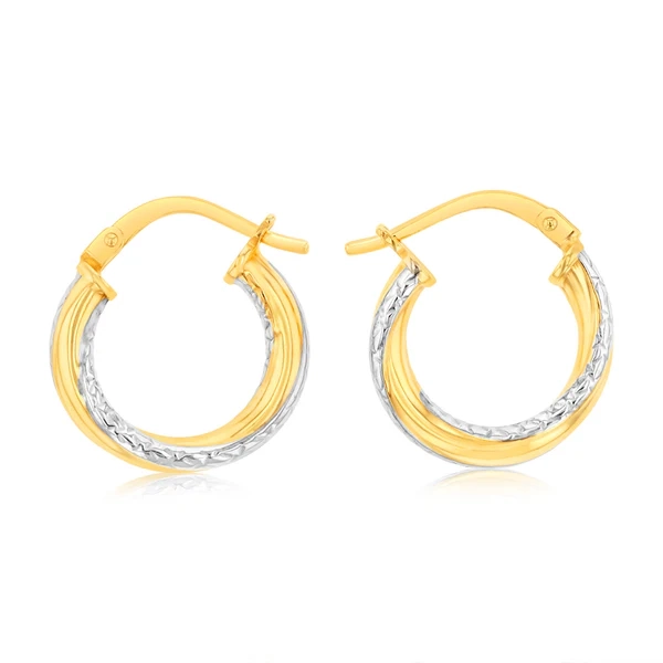 9ct Yellow Gold Silverfilled Fancy Diamond Cut Twisted Earrings – Shiels Jewellers