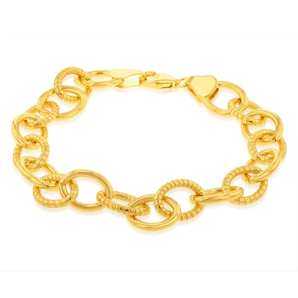 9ct Yellow Gold Silverfilled Fancy Patterned 19cm Belcher Bracelet – Shiels Jewellers