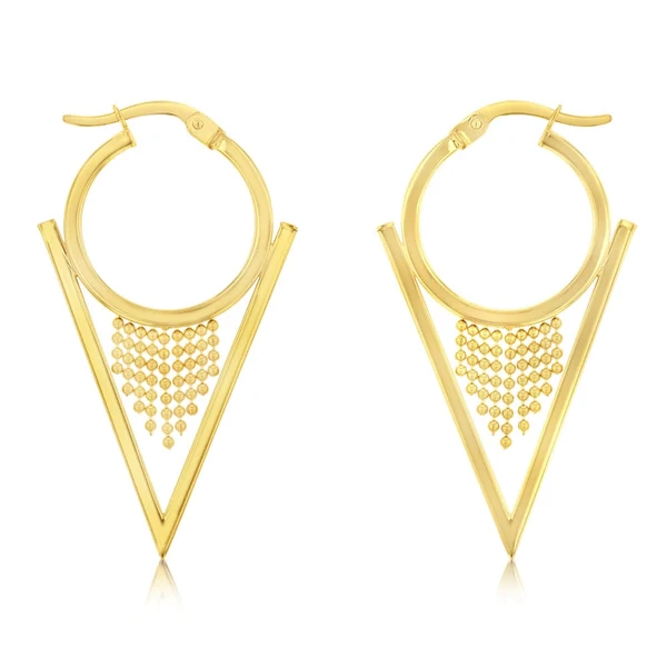 9ct Yellow Gold Silverfilled Fancy "V" Hoop Earrings – Shiels Jewellers