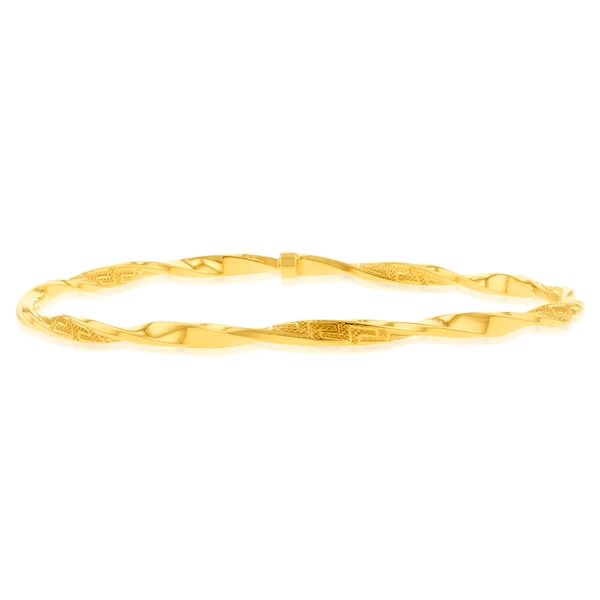 9ct Yellow Gold Silverfilled Greek Twist Golf 65mm Bangle – Shiels Jewellers