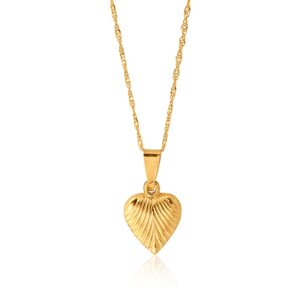 9ct Yellow Gold Silverfilled Heart Pendant on 45cm 20 Gauge Chain – Shiels Jewellers